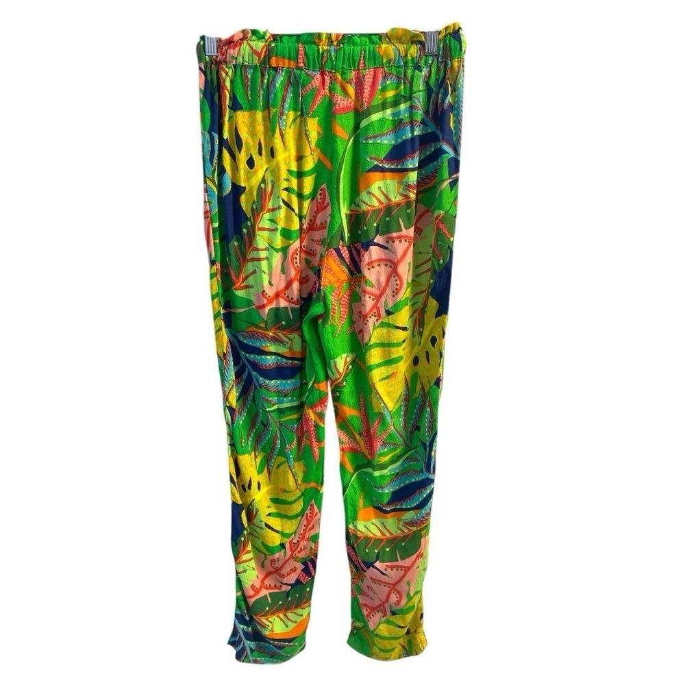 Olivaceous Vibrant Green Tropical Print Pants Size S - Picture 5 of 13